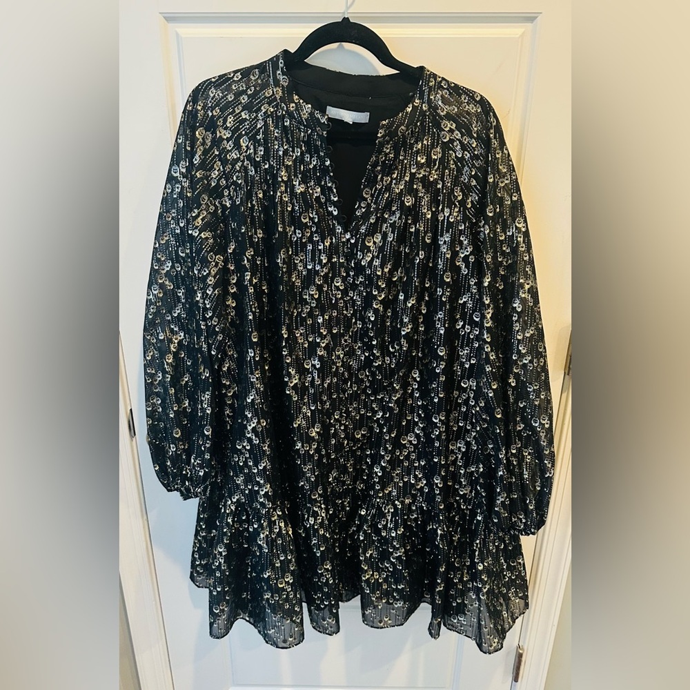 ANTONIO MELANI Black and Silver Shiny Dress
